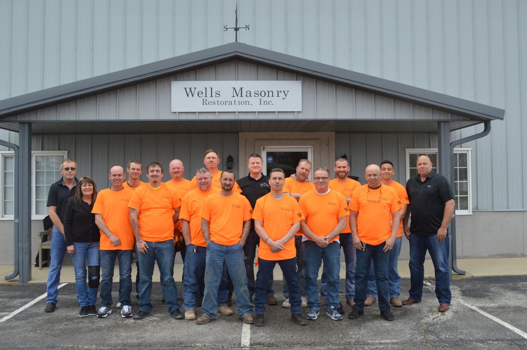 The Wells crew in front of the company shop