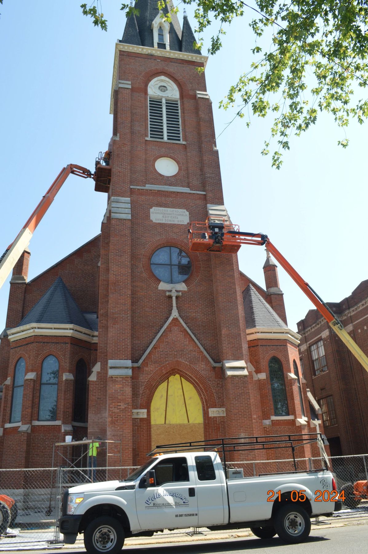 Brick church and bell tower restoration