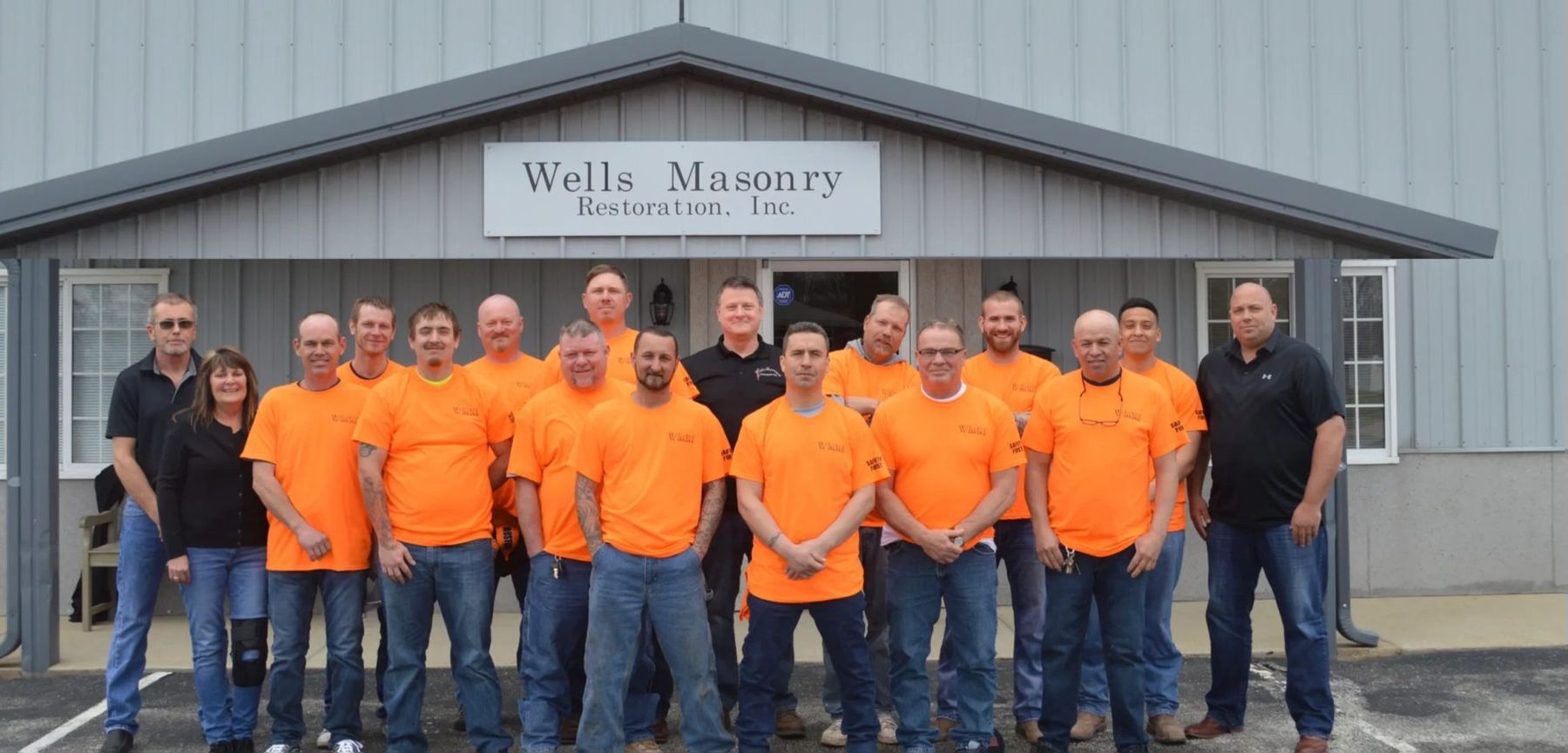 The Wells team in front of the company shop in New Palestine, Indiana